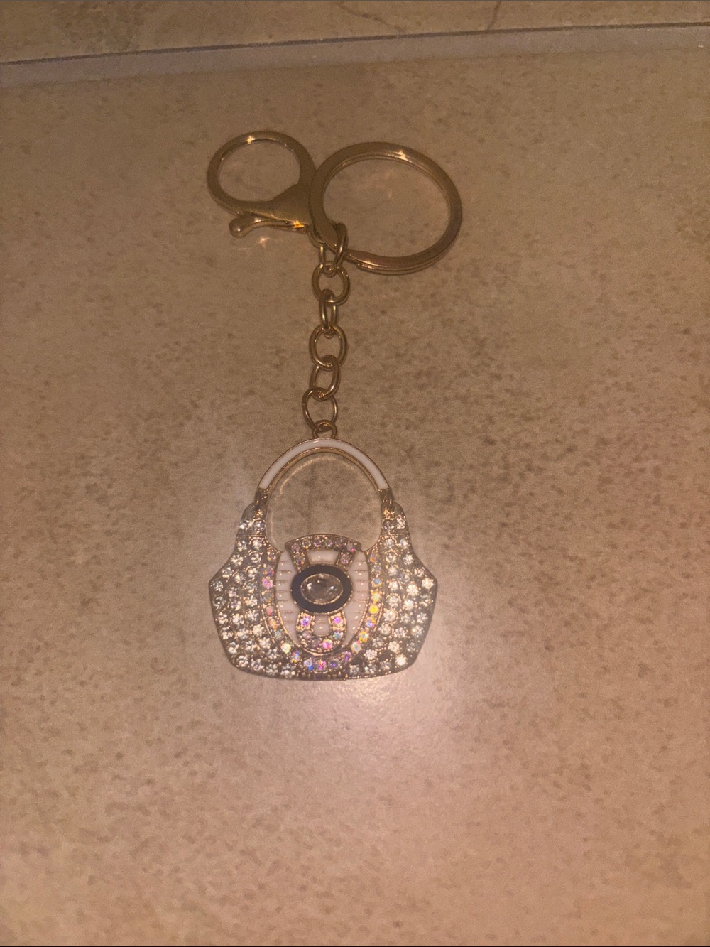 Crystal Handbag Keychain - Gold Tone